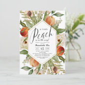 リトルピーチフローラ水彩少女ベビーシャワー 招待状 (スタンド正面)