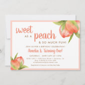 リトルピーチベビーガール1st誕生日パーティー 招待状 (正面)