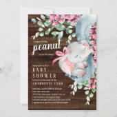 リトルピーナッツエレファントガールズベビーシャワー 招待状 (正面)