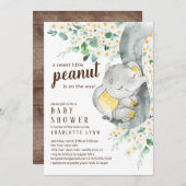 リトルピーナッツエレファントニュートラルベビーシャワー 招待状 (正面/裏面)