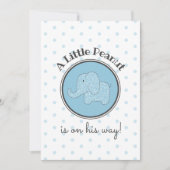 リトルピーナッツエレファントブルーシンプル男の赤ちゃんシャワー 招待状 (正面)