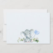 リトルピーナッツエレファントブルーバルーンベビーシャワー 招待状 (裏面)