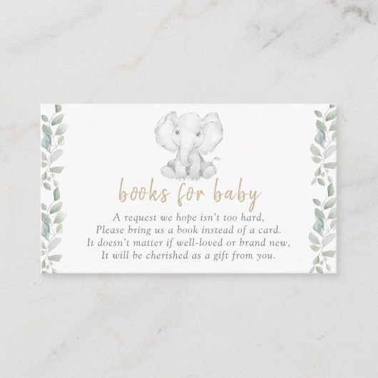 リトルピーナッツエレファントベビーシャワーブックベビー エンクロージャーカード (正面)