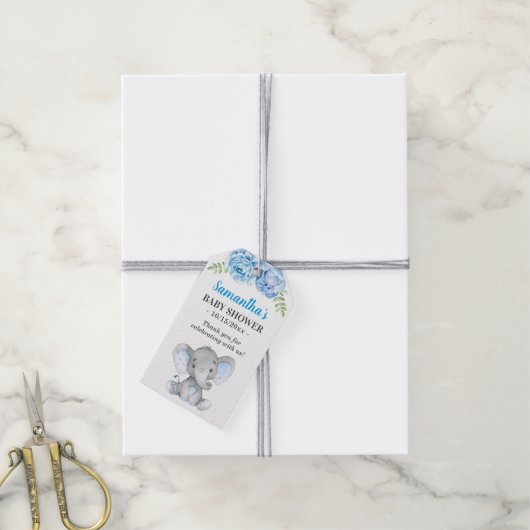 リトルピーナッツエレファントボーイ赤ちゃんシャワーゲストの好意 ギフトタグ (より糸付き)