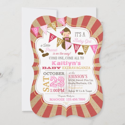 リトルピーナッツカーニバルベビーシャワー招待状 招待状 (正面)