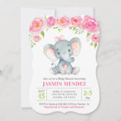 リトルピーナッツガールエレファントベビーシャワー招待状 招待状 (正面)