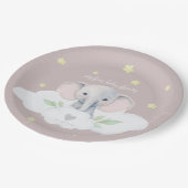 リトルピーナッツガールベビーシャワーピンク象 ペーパープレート (アングル)