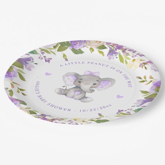 リトルピーナッツガールラベンダーベビーシャワー散水 ペーパープレート (アングル)