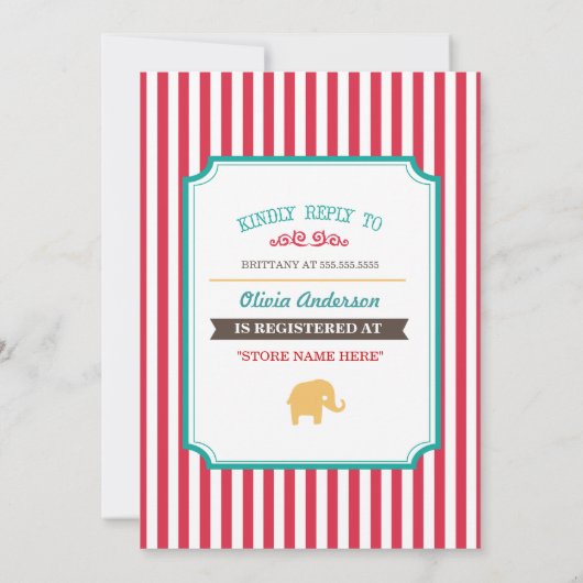 リトルピーナッツサーカスベビーシャワー招待状 招待状 (裏面)