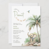 リトルピーナッツジャングルサファリエレファントベビーシャワー 招待状 (正面)