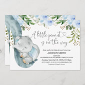 リトルピーナッツゾウトランクベビーシャワー 招待状 (正面/裏面)