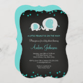 リトルピーナッツチョークボードブルーベビーシャワー招待状 招待状 (正面/裏面)