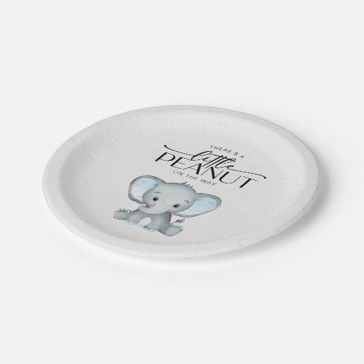 リトルピーナッツブルーエレファントベビージャーシャワー ペーパープレート (アングル)
