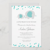リトルピーナッツブルーベビーシャワー招待状 招待状 (正面/裏面)