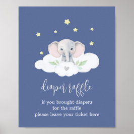リトルピーナッツブルーボーイベビーシャワーおむつラッフル ポスター