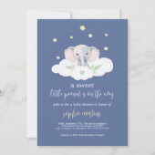 リトルピーナッツベイビーシャワー招待状ブルーエレファント 招待状 (正面)