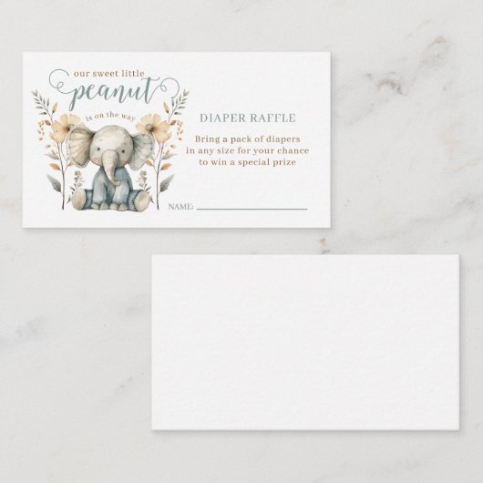 リトルピーナッツベビーエレファントブルーおむつラッフル エンクロージャーカード (正面/裏面)