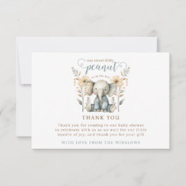 リトルピーナッツベビーゾウ赤ちゃんシャワーありがとう サンキューカード