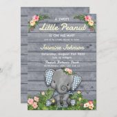 リトルピーナッツボーイゾウフローラ素朴木製 招待状 (正面/裏面)