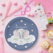 リトルピーナッツボーイ赤ちゃんシャワーブルーエレファント ペーパープレート (パーティー)