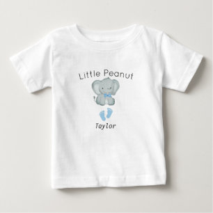 リトルピーナッツ象,赤ちゃん 男の子 名前入り ベビー ベビーTシャツ