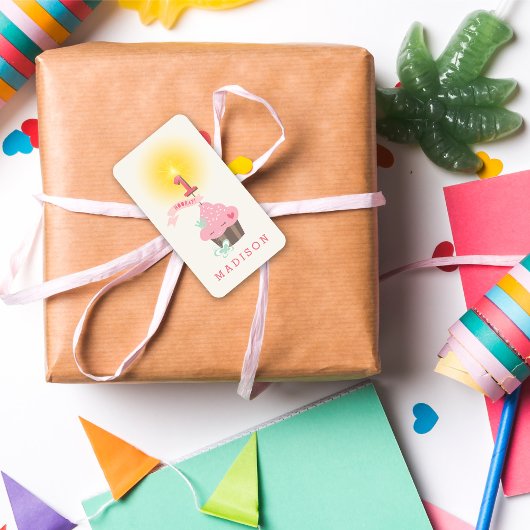 リトルピ恋しく思ックカップケーキガール1st誕生日パーティー ラベル