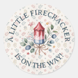 リトルファイアクラッカー 愛国主義 7月4日ベビーシャワー ラウンドシール