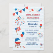 リトルファイアクラッカー 7月4日 誕生日招待状 招待状 (正面)