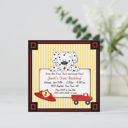 リトルファイアーマンファースト誕生日 招待状 (スタンド正面)