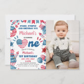 リトルファイヤークラッカー 4thオブジュライ 1st バースデー フォト 招待状 (正面)