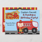 リトルファイヤーマン カスタム消防車 誕生日 招待状 (正面/裏面)