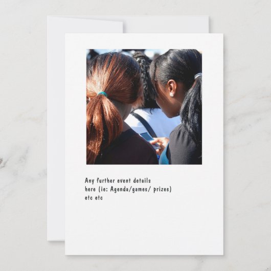 リトルファッションブラックガールパーティー写真 招待状 (裏面)