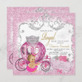 リトルファンシープリンセスおとぎ話ベビーガールシャワー 招待状 (正面/裏面)