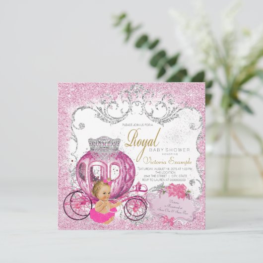 リトルファンシープリンセスおとぎ話ベビーガールシャワー 招待状 (スタンド正面)