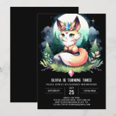 リトルファンタジーキツネ誕生日デジタル 招待状 (正面/裏面)