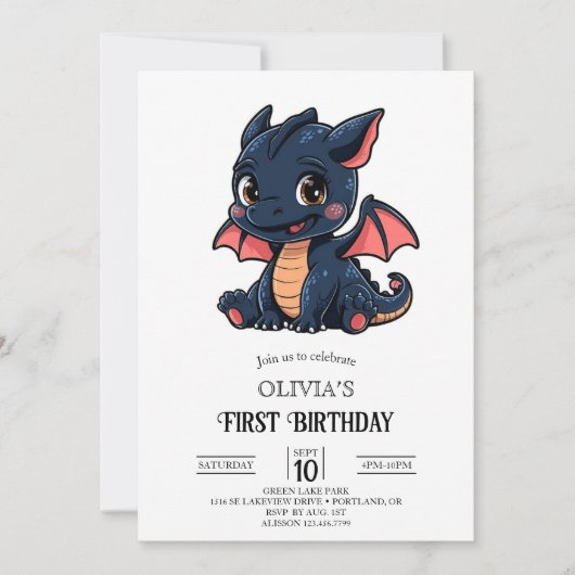 リトルファンタジーデジタルドラゴン1st誕生日 招待状 (正面)