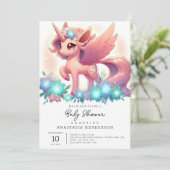 リトルファンタジーユニコーン赤ちゃんシャワー 招待状 (スタンド正面)