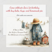 リトルファーマー 1歳の誕生日お祝い 招待状 (正面/裏面)