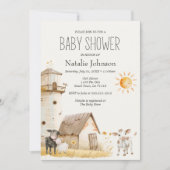リトルファーム子供部屋動物ベビーシャワー招待状 招待状 (正面)