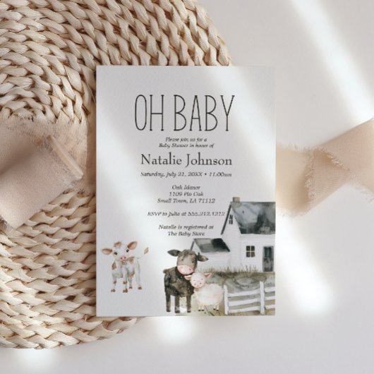 リトルファーム子供部屋動物ベビーシャワー招待状 招待状