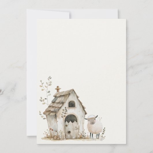 リトルファーム子供部屋動物ベビーシャワー招待状 招待状 (裏面)