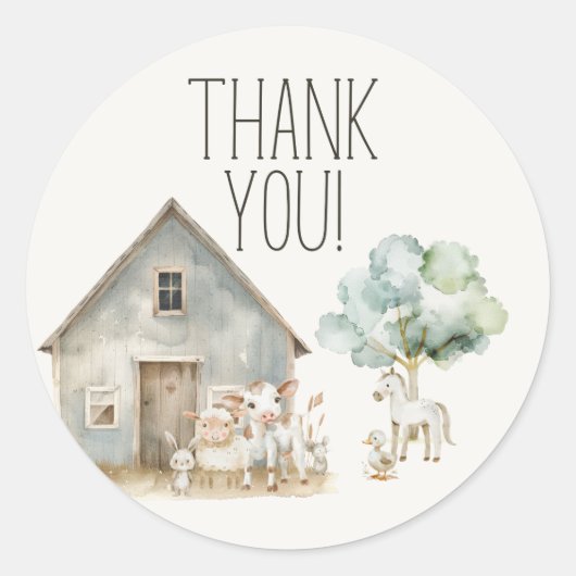 リトルファーム子供部屋動物ベビーシャワー ラウンドシール (正面)