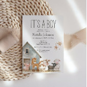リトルファーム子供部屋動物ボーイベビーシャワー 招待状
