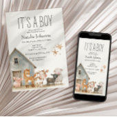 リトルファーム子供部屋動物ボーイベビーシャワー 招待状