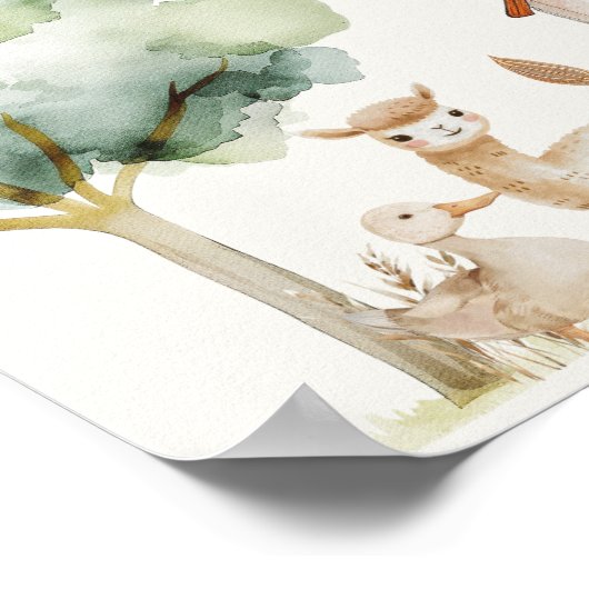 リトルファーム子供部屋動物赤ちゃんシャワーサイン ポスター (角)