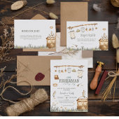 リトルフィッシャーマンウォーターカラー魚釣りベビーシャワー 招待状