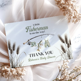 リトルフィッシャーマンクローザライン魚釣りベビーシャワー サンキューカード