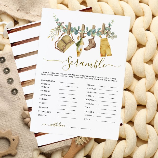 リトルフィッシャーマンベイビーシャワーのスクランブルなし単語ゲーム (クリエイターアップロード済み)