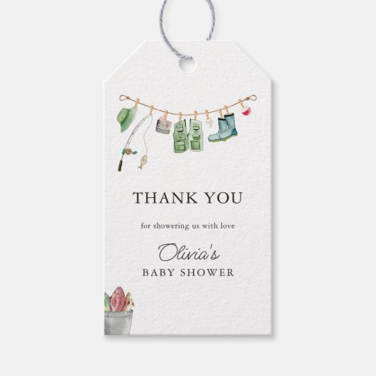 リトルフィッシャーマンベビーシャワーギフトメッセージカード ギフトタグ (正面)