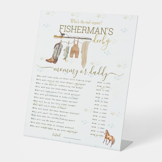 リトルフィッシャーマンベビーシャワーママかパパのゲーム 台座サイン (正面)